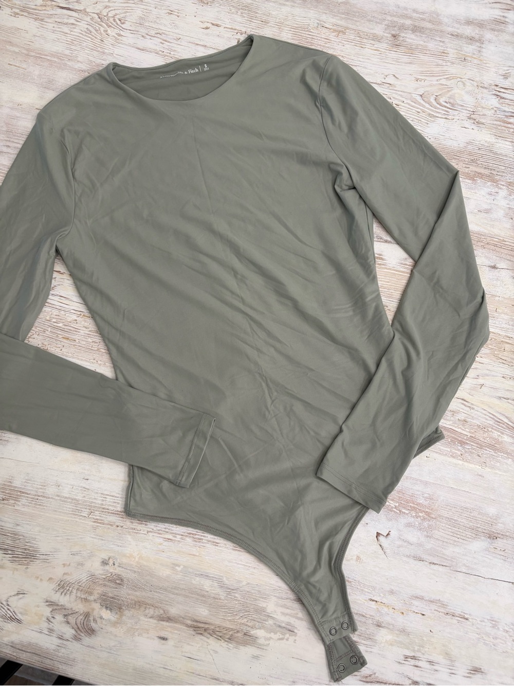 Abercrombie & Fitch Long-Sleeve Bodysuit in Sage